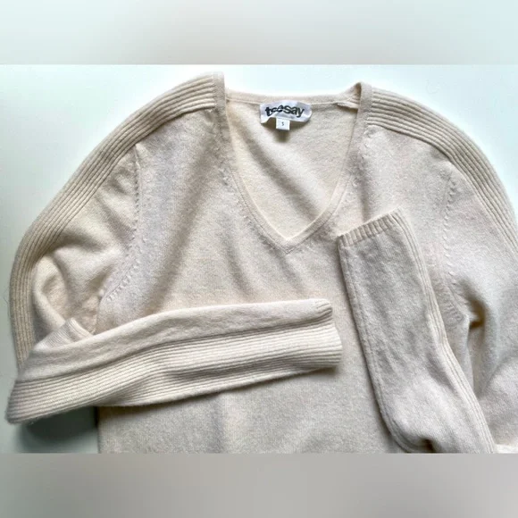 EUC TSE Cashmere Sweater, Long, Pockets, light rose cream, size S - Picture 3 of 8